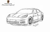 Porsche Panamera Drawing sketch template