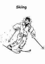 Skiing Athlete Coloring sketch template