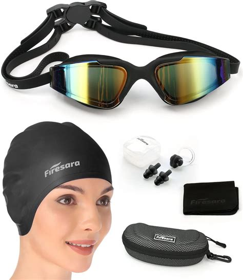 Firesara Swim Cap Swim Goggles 3d Ergonomic Silicone