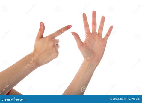 female hands showing  fingers isolated  white stock