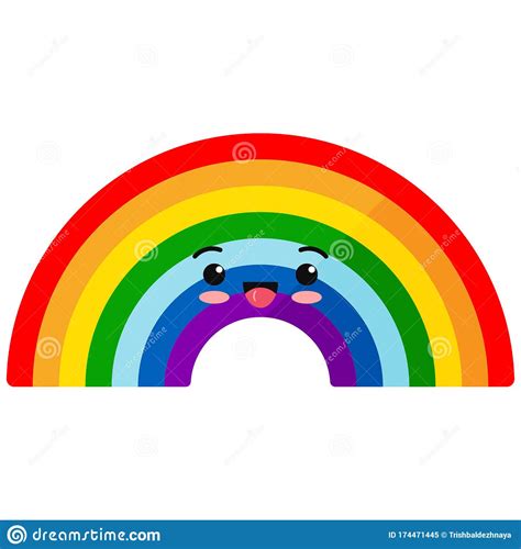 Rainbow Smiling Emoji Vector Icon Isolated On White