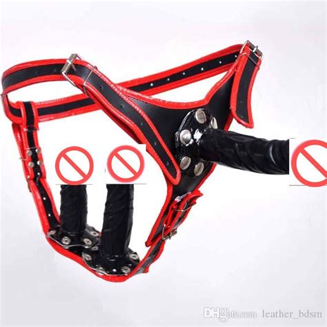female chastity belt with 4 style anal plug and dildo soft pvc leather pants sex product for