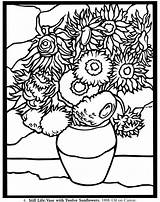 Gogh Girasoles Colorear Sunflowers sketch template