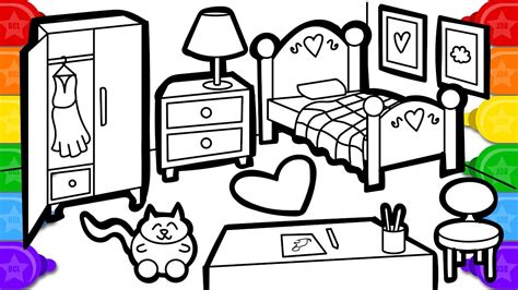 kids bedroom coloring pages   draw  color barbie living room