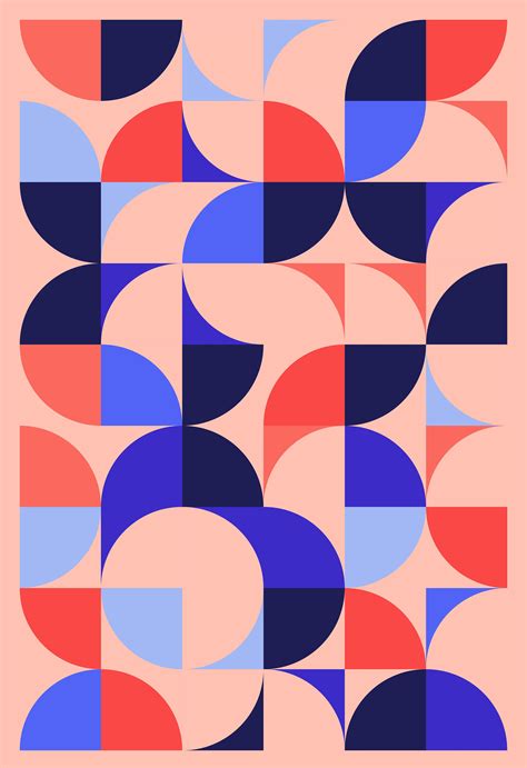 abstract geometric design  blue red  pink shapes