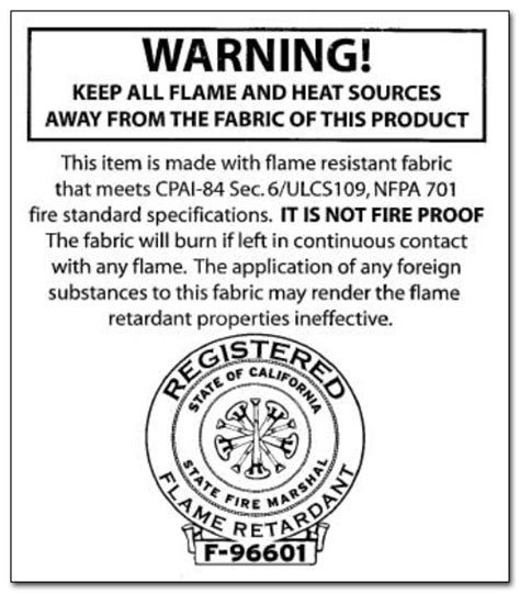 flame retardant certification documents foodtentcom