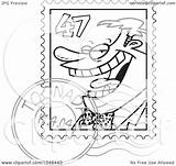 Postmarked Stamp Toonaday Outline Royalty Illustration Cartoon Rf Clip sketch template
