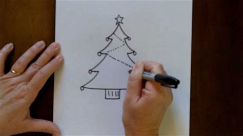 draw  christmas tree simple drawing tutorial  beginners