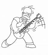 Coloring Rockstar Homer Simpson Simpsons Guitar Playing Kids Printable Ecoloringpage Hit Show sketch template