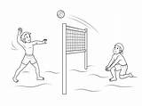 Volleyball Coloring Volley Players sketch template