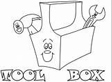 Coloring Tool Box Pages Toolbox Construction Kids sketch template