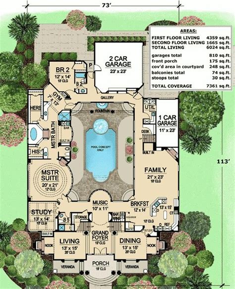 pin  nicole   dream home features pool house plans courtyard house plans luxury house plans