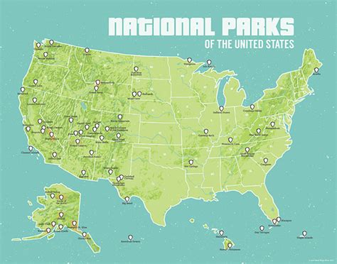 national parks map  print  maps