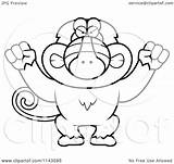 Cartoon Baboon Monkey Mad Clipart Outlined Coloring Vector Thoman Cory Royalty sketch template