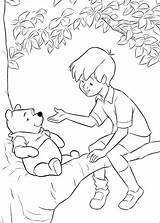 Pooh Winnie Coloring Robin Pages Christopher Sitting Tree Branch Printable Book Do Coloriage Drawing Categories sketch template
