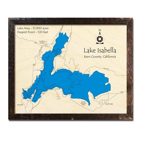 Lake Isabella Ca Wood Map 3d Topographic Wooden Charts