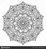 Mandala Coloring Flower Stock Depositphotos sketch template