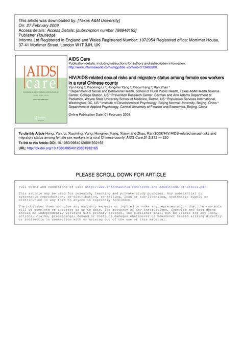 pdf hiv aids related sexual risks and migratory status