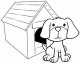 Dog Coloring House Pages Kids Simple Animals sketch template