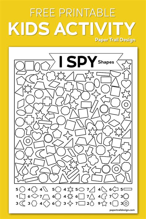 printable  spy shapes activity paper trail design