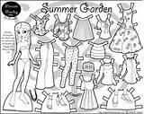 Paper Doll Summer Dolls Dress Garden Coloring Set Printable Marisole Print Paperthinpersonas Monday Dresses Pages Color Colouring Shoes Click Girls sketch template