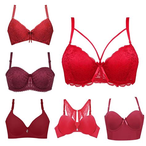 B C Cup Red Bra Christmas Sexy Bras For Women Lace Lingerie Fashion