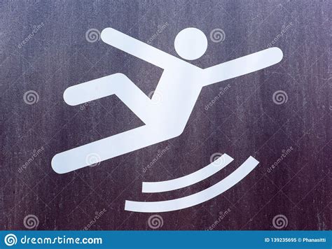 sign beware slippery  concrete wall stock image image  cleaner
