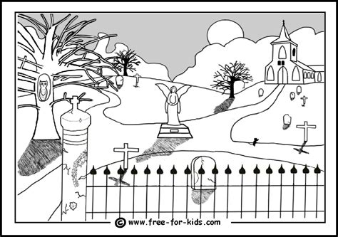 spooky graveyard coloring page coloring pages