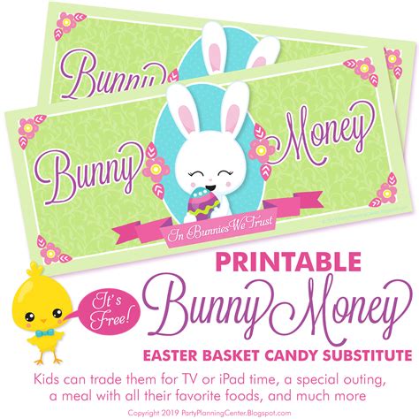bunny money  printable