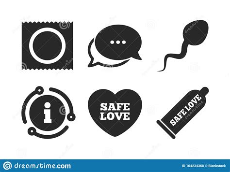 Safe Sex Love Icons Condom In Package Symbols Vector