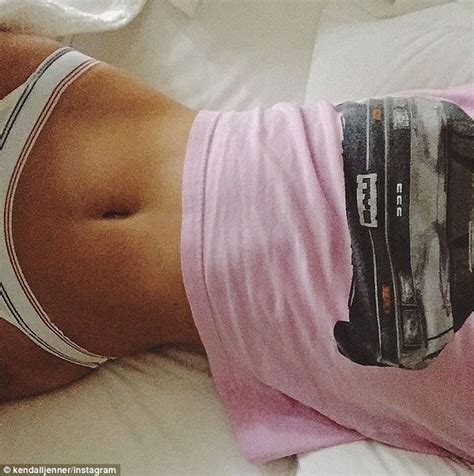 kendall jenner in underwear and t shirt as she instagrams selfie