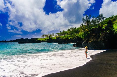 The Road To Hana Black Sand Beach Outdoor Hawaii