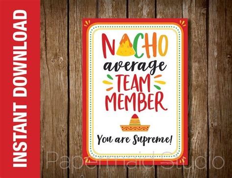 printable employee nacho gift card employee   card printable