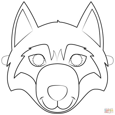 wolf face coloring page coloring home  printable wolf face mask