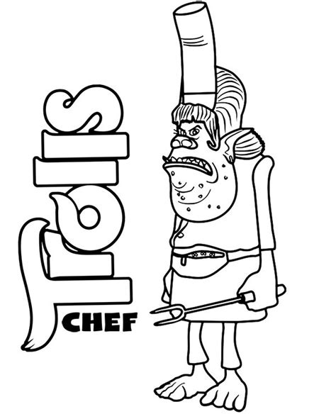trolls chef coloring page trolls coloring pages  kids coloring