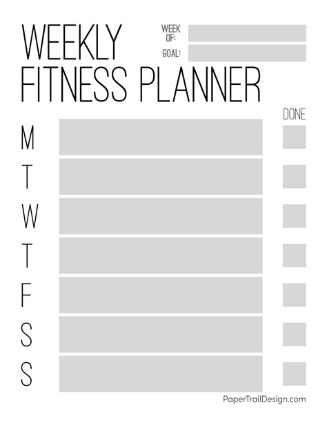 fitness planner  printable printable templates