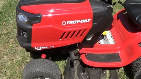review  troy bilt horse  hp hydrostatic   riding lawn mower axbt  youtube