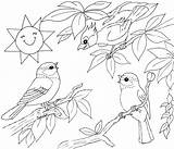 Coloring Birds Coloriage Nature Oiseau Paysage Kids Pages Landscape Dessin Printable Color Simple Children Imprimer Funny Colorier Codé Drawings sketch template
