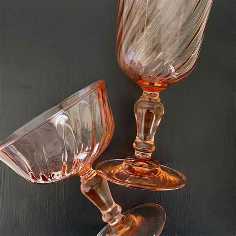 Vintage Pink Swirl Glassware Arcoroc Of France Pink Colored Glass