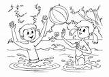 Coloring Water Fun Pages Lake Kids Playing Large Color Getcolorings Edupics sketch template