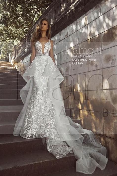 l amour by calla blanche la8240sk detachable train wedding dress