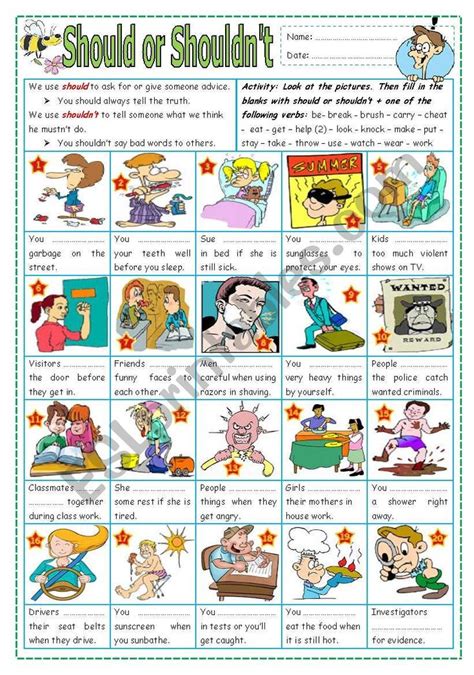 shouldnt worksheet english grammar teaching english
