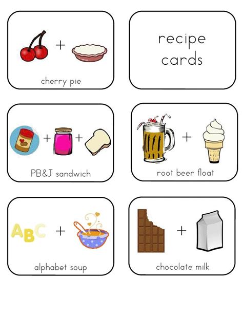 charge preschool recipe cards concepts
