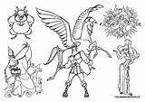 Mythology Mewarnai Colorine Athena Icarus sketch template