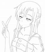 Asuna Yuuki Lineart Anime Sword Deviantart Character Line Online sketch template