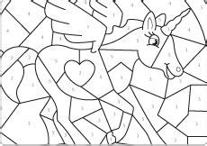 unicorn color  number page sketch coloring page