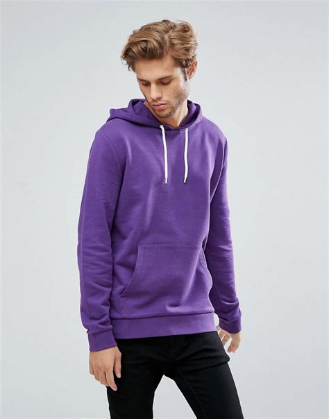 asos cotton hoodie  purple  men lyst