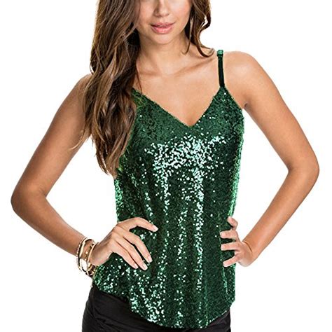 sparkly sequin v neck spaghetti strap sweet party top 5 colors