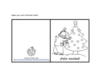 printable christmas cards  personalize spanish resources  mundo de