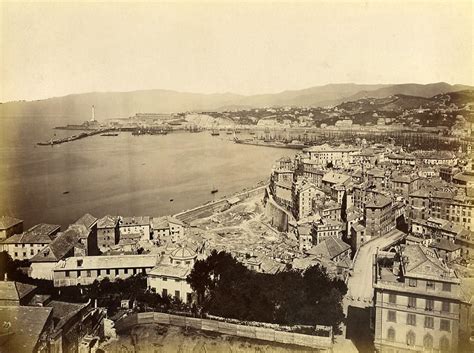 italy genova genoa general view of the city port old photo 1880 2 by